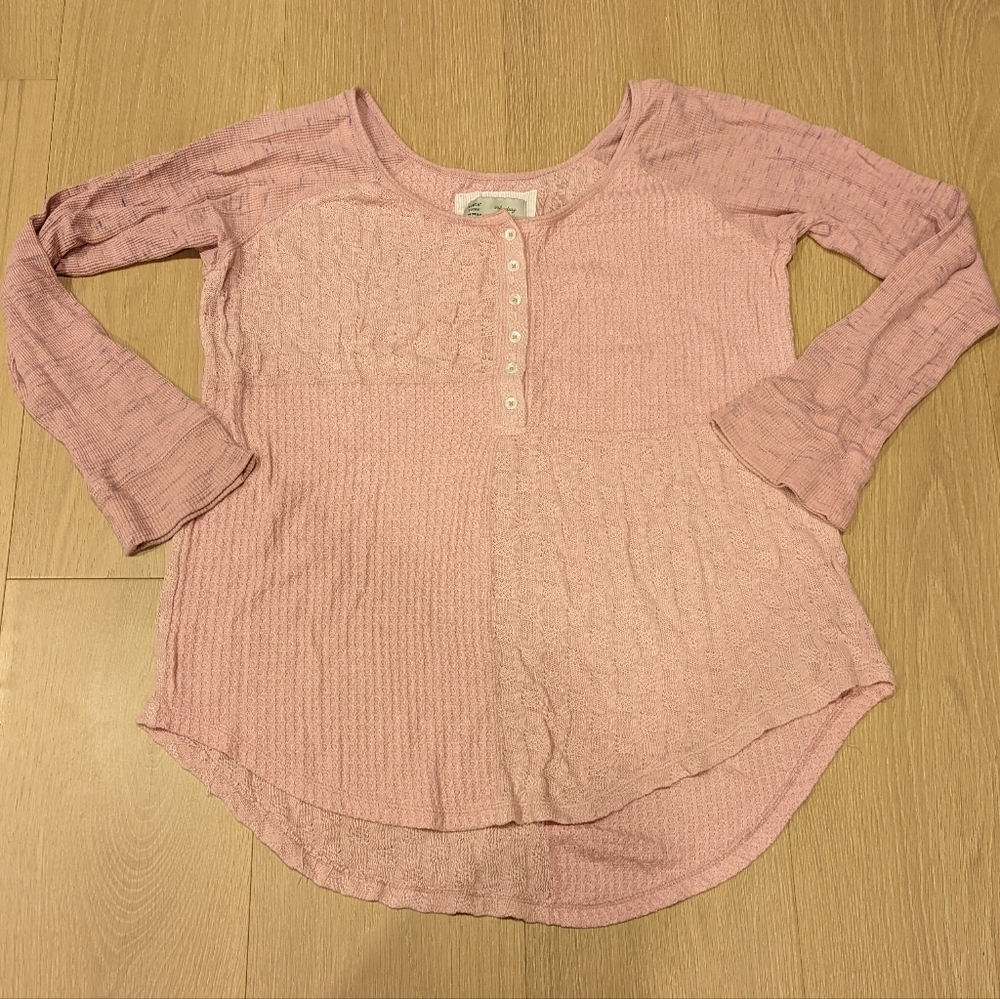 Pink Long Sleeve Henley Top
